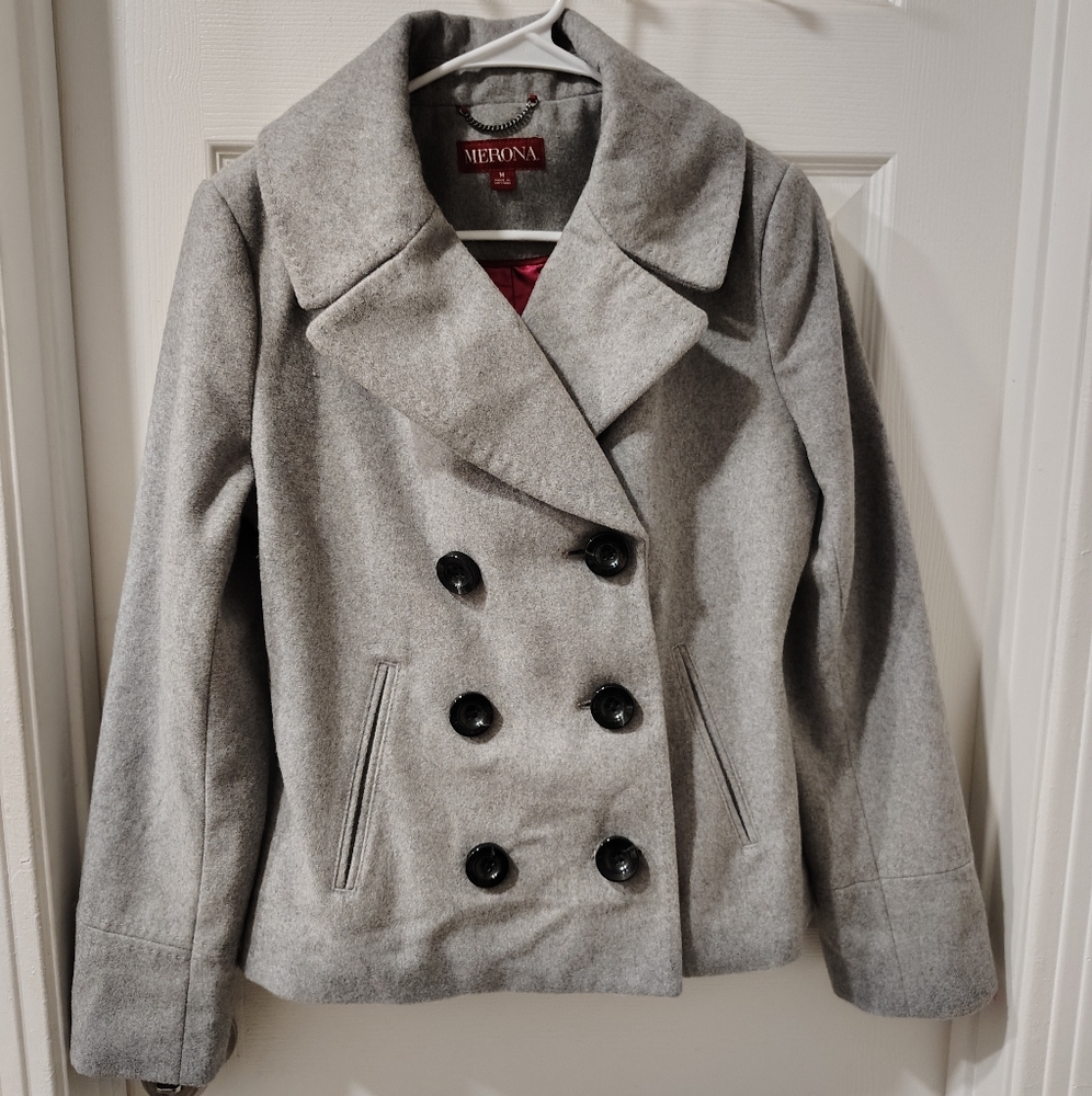 Women's Gray Peacoat